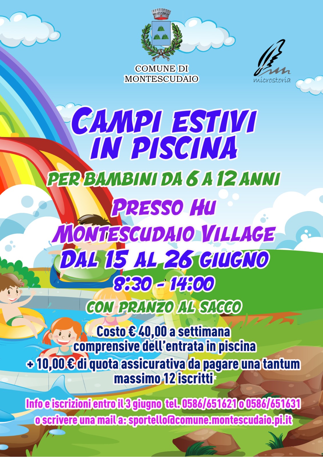 Locandina Campi estivi in piscina 2026
